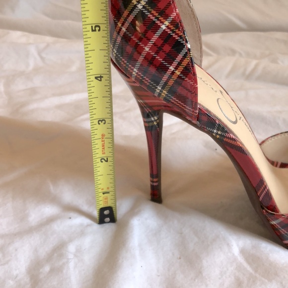 JESSICA SIMPSON Wilrou Plaid Patent T-Strap Heels - Picture 7 of 16